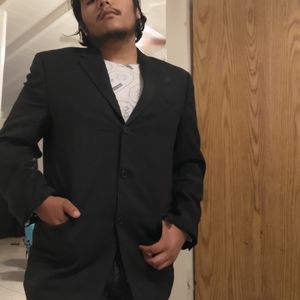 L Black Pinstriped Blazer